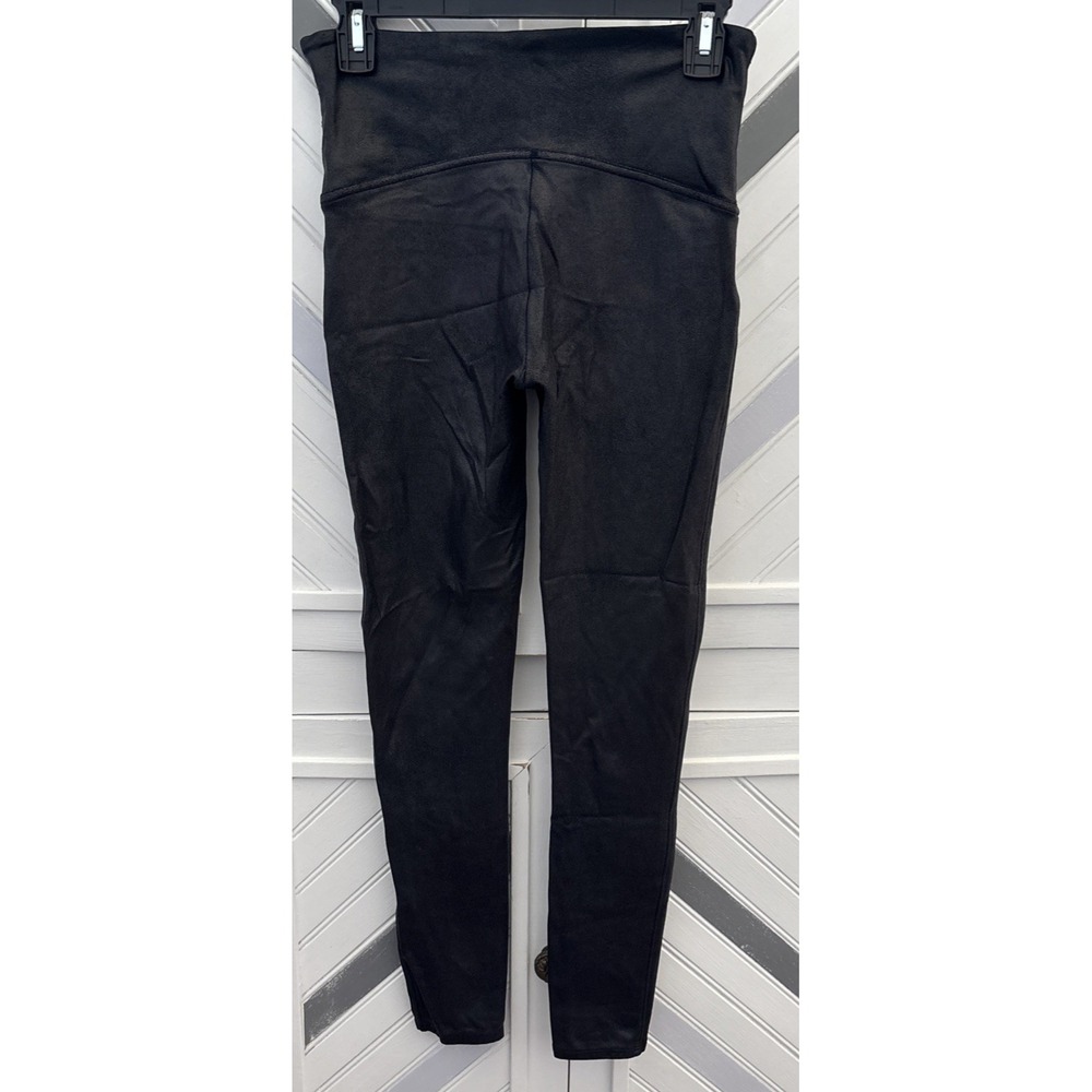Spanx Women's L Black Faux Leather Shine Bodycon Ankle Pants Shapewear‎ Leggings - Picture 5 of 15
